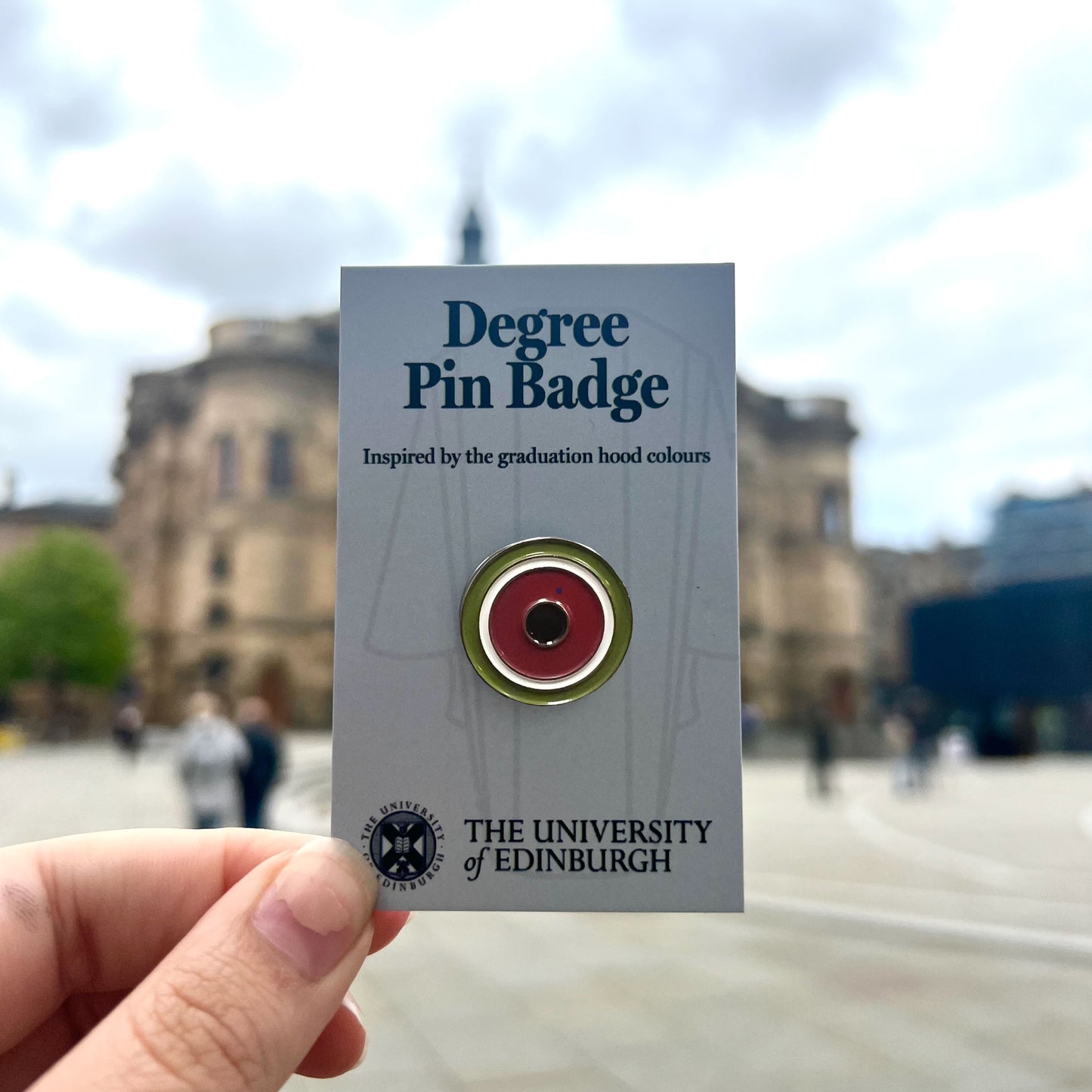 Medical Science Round pin with green, white, red and black circles