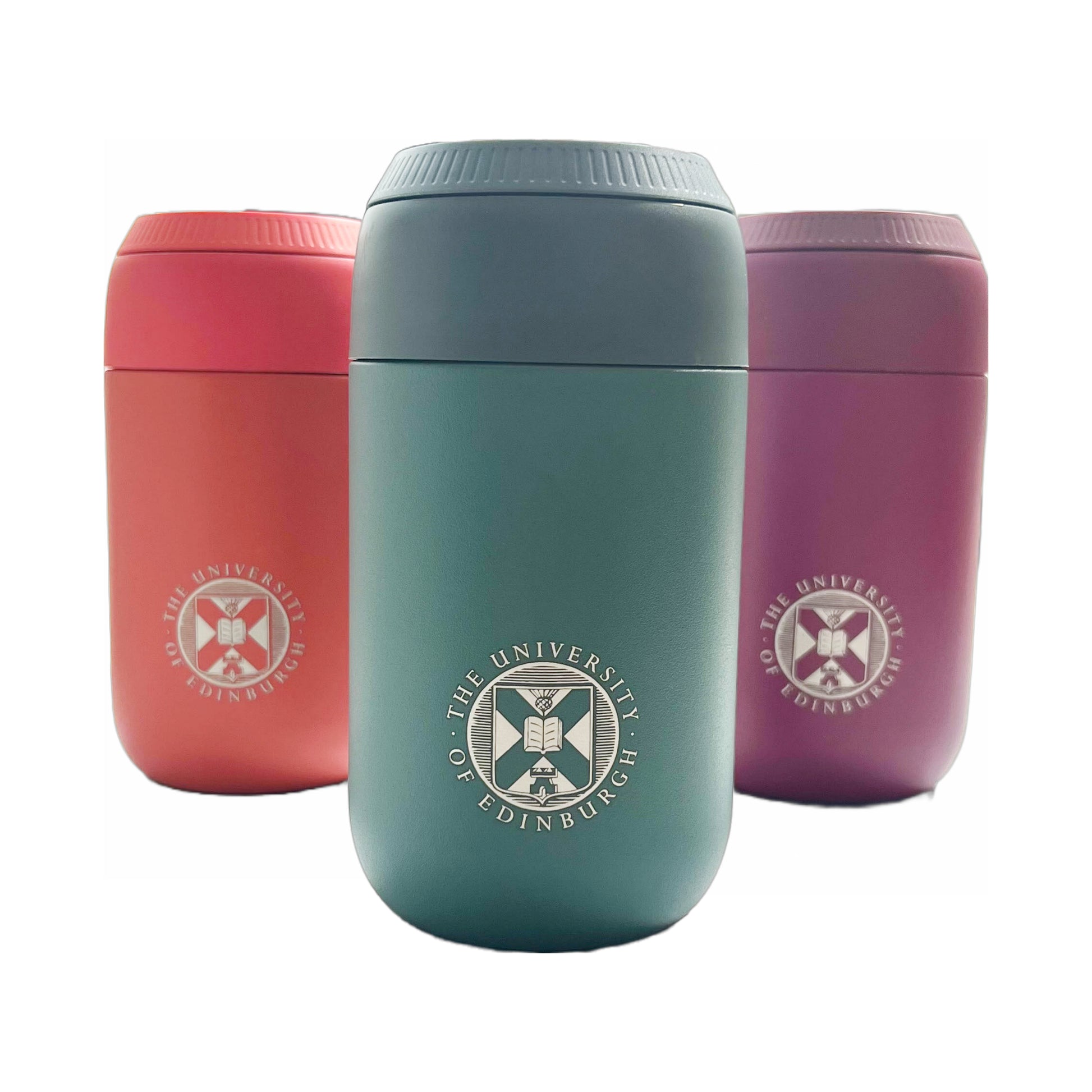Chilly's Coffee Cup with University of Edinburgh Crest in Silver Foil. Available in three colours: Maple, Pine and Plum.