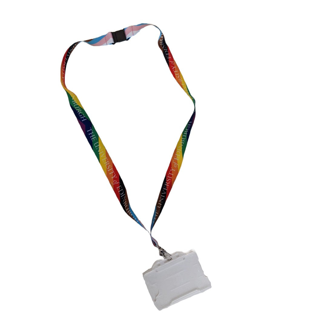 Image of Recycled Progress Rainbow Lanyard with Card Holder.