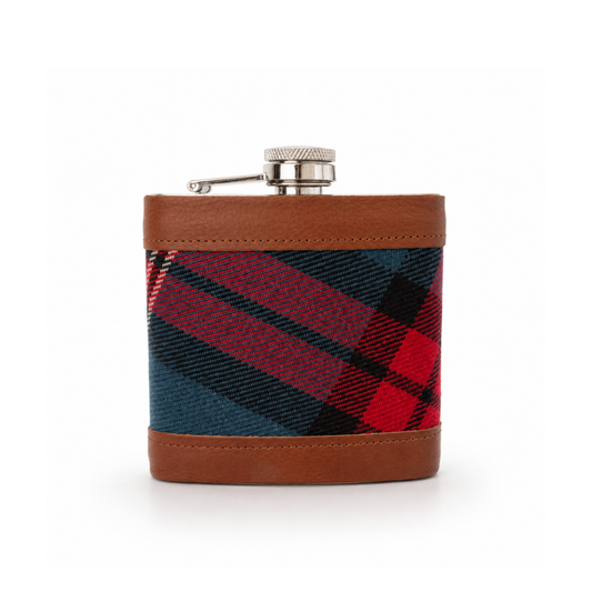 Tartan and Leather Hip Flask