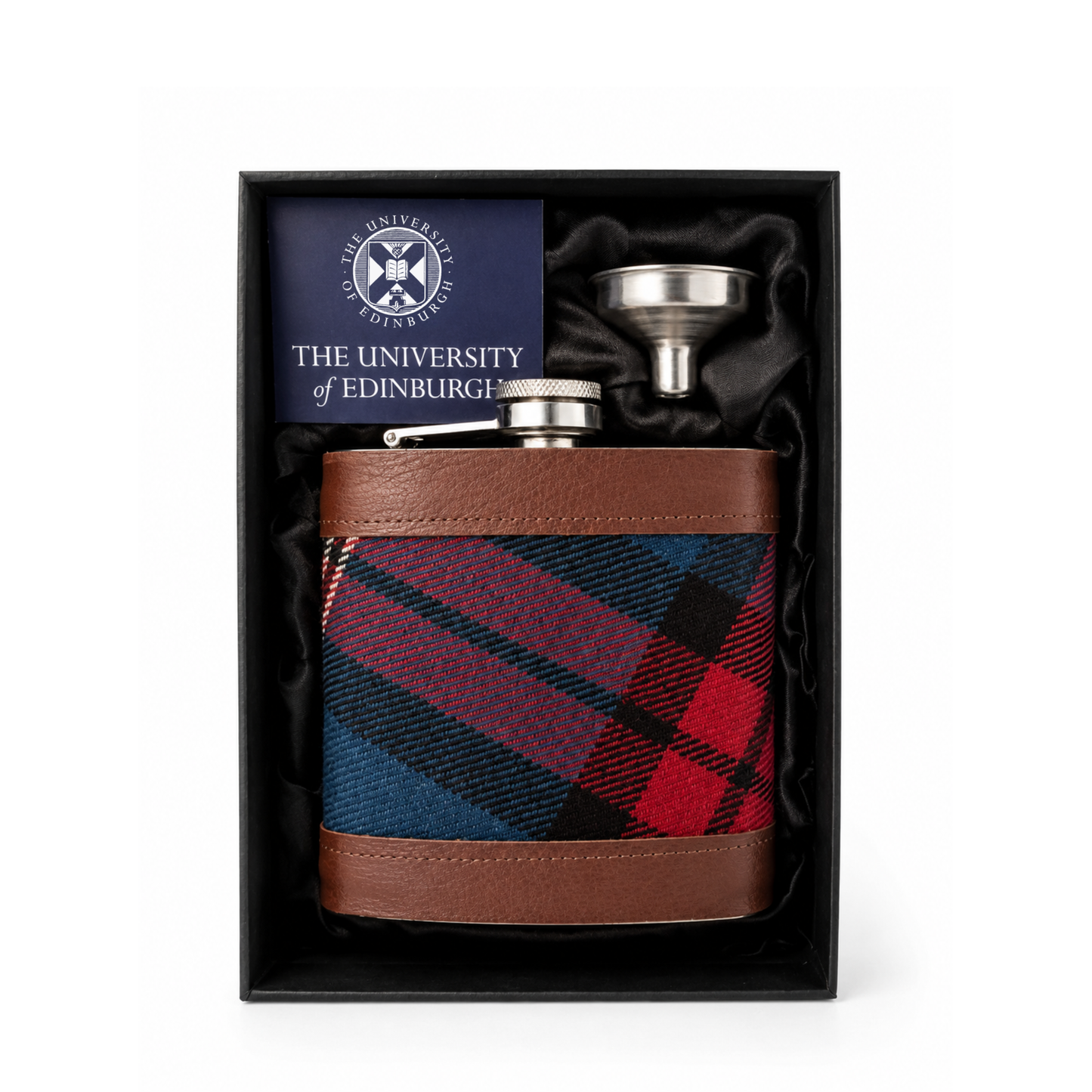 Tartan and Leather Hip Flask