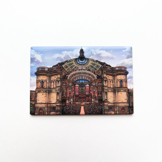 Image of magnet with artist interpretation of McEwan Hall's internal and external views.