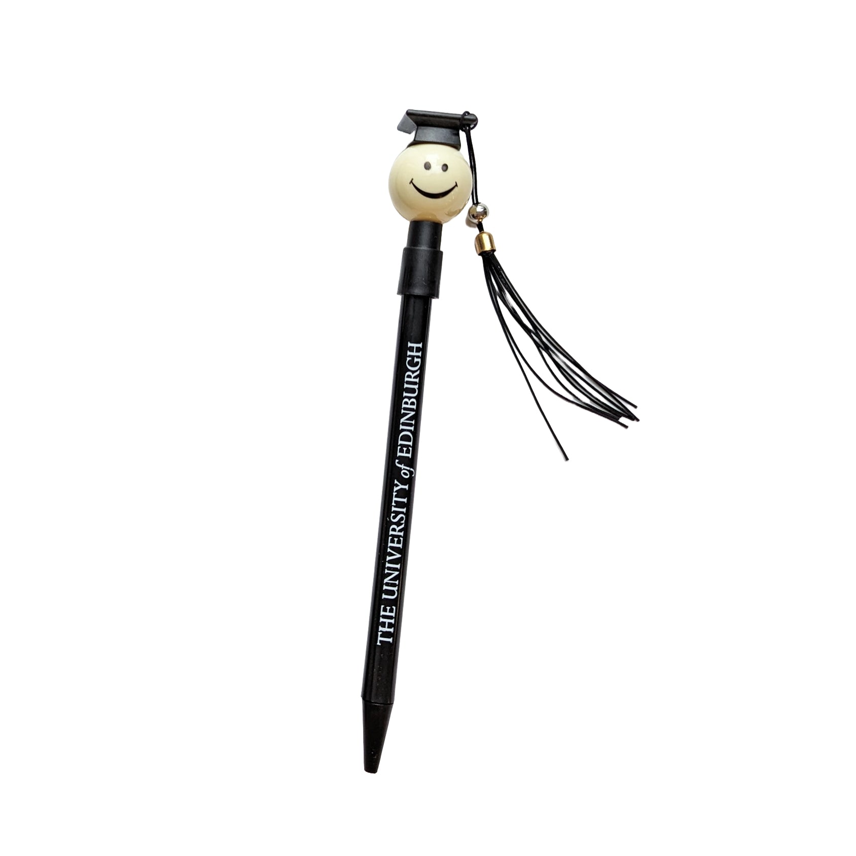novelty pen featuring a smiling face and a black graduation cap with a tassel