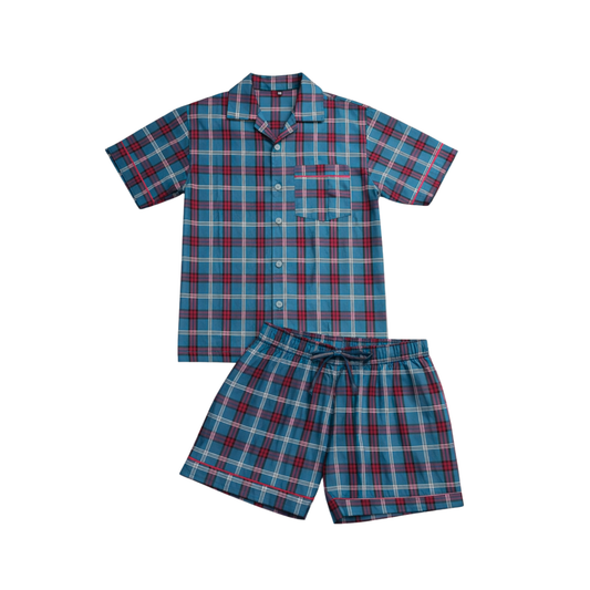 Short Sleeve Tartan Pyjama Lounge Set