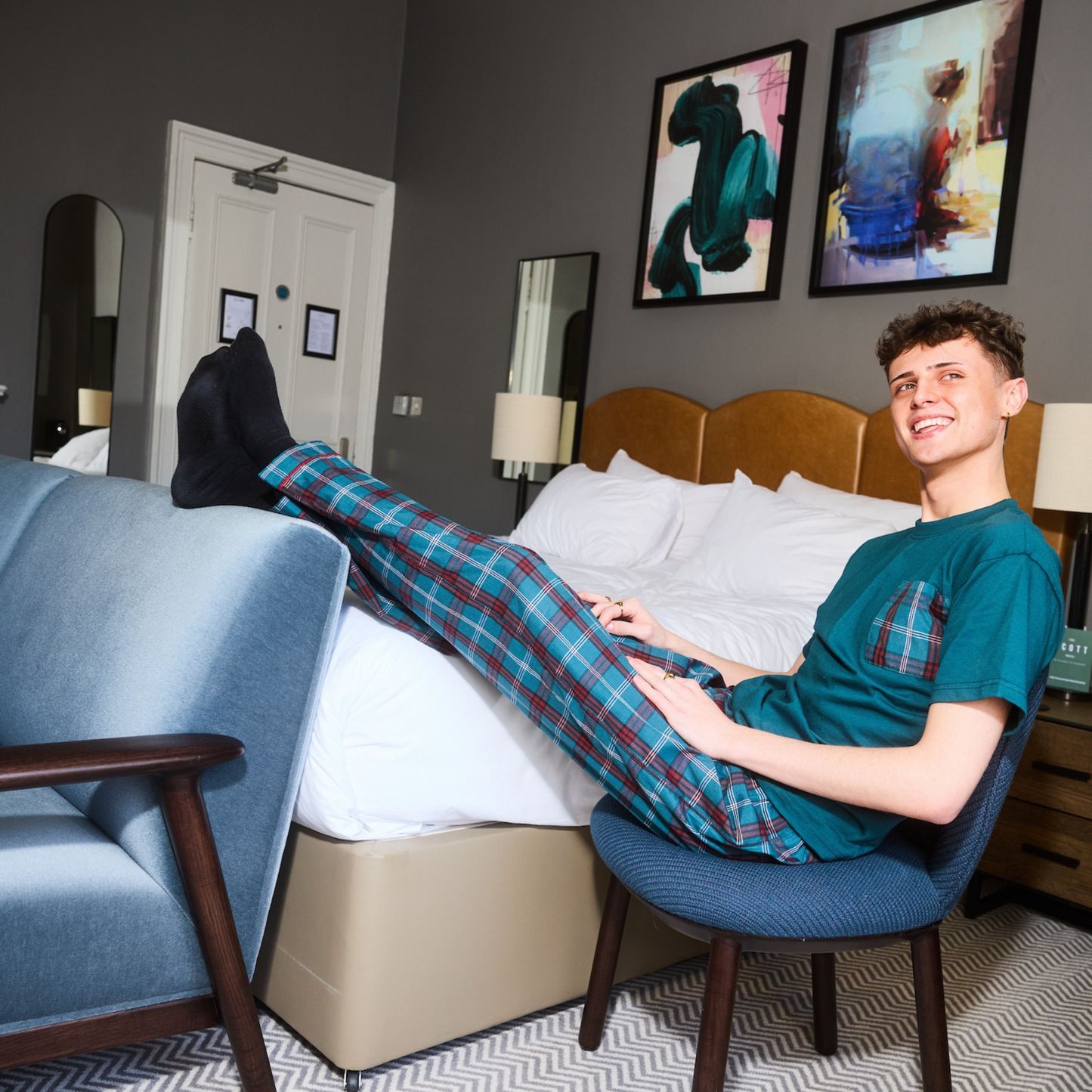 T-Shirt & Trousers Tartan Pyjama Lounge Set