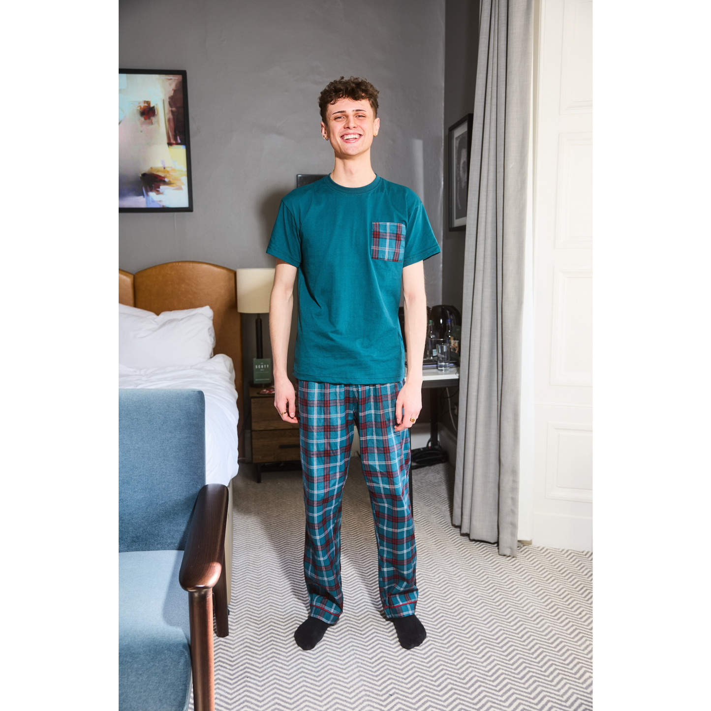 T-Shirt & Trousers Tartan Pyjama Lounge Set