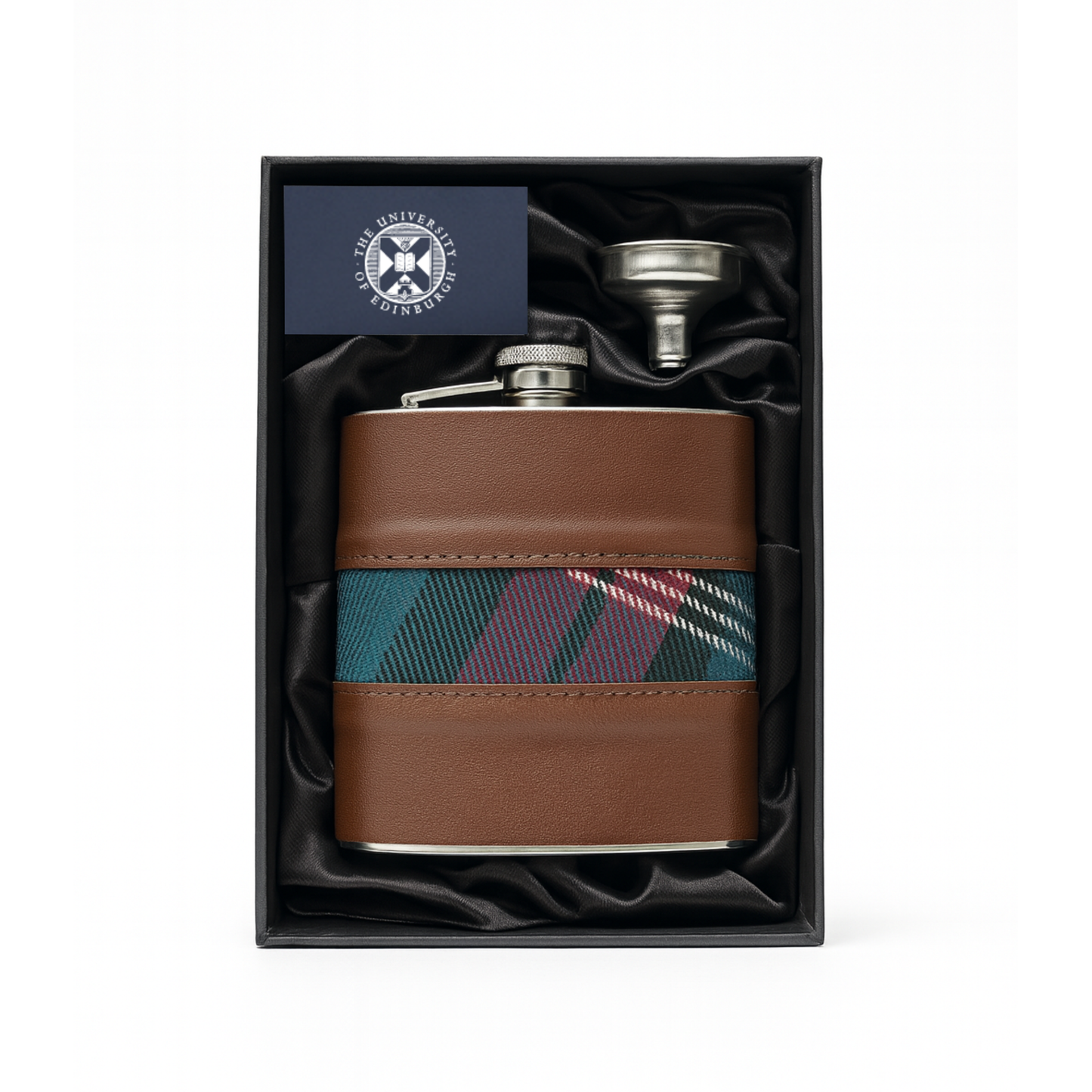 Tartan and Leather Hip Flask