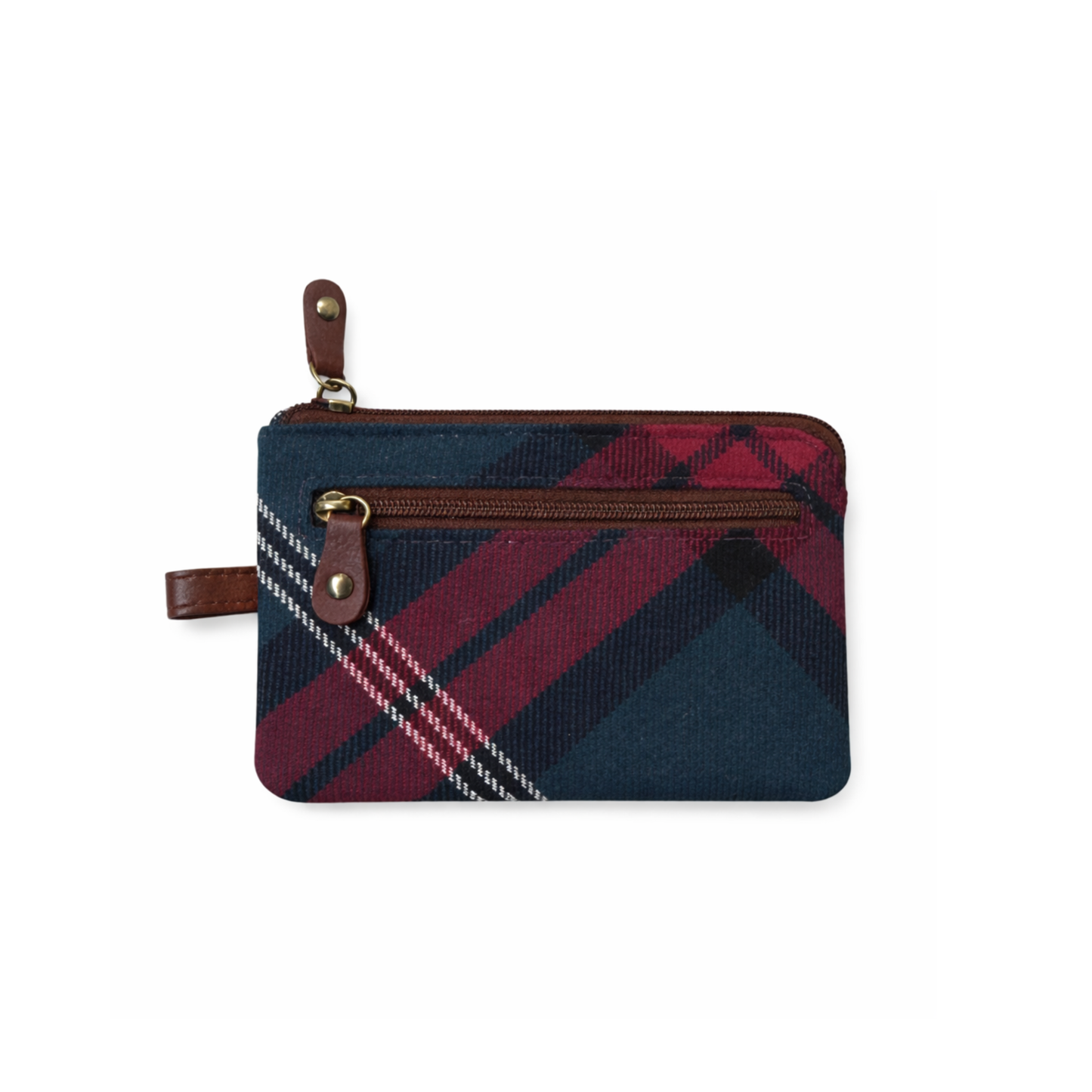 Tartan and Leather Key Coin Purse