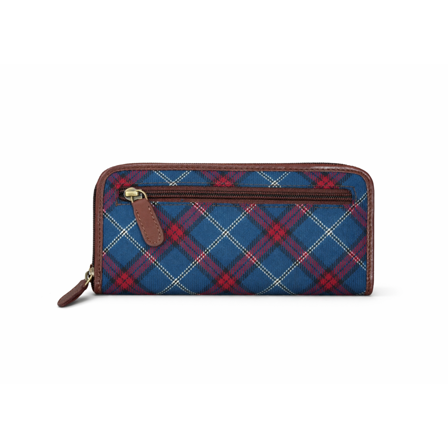 Tartan and Leather Long Wallet