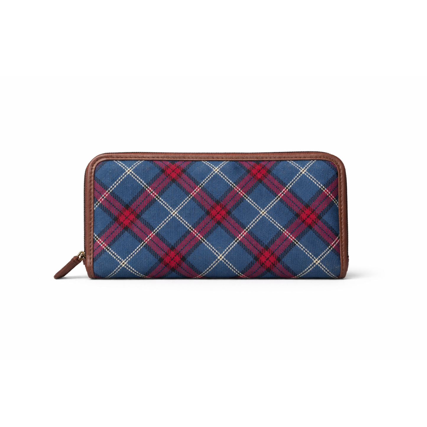 Tartan and Leather Long Wallet