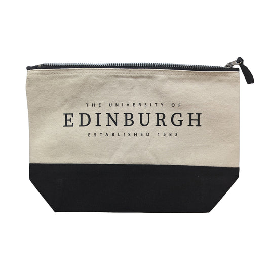The University of Edinburgh Established 1583 Monochrome pouch with zip. 