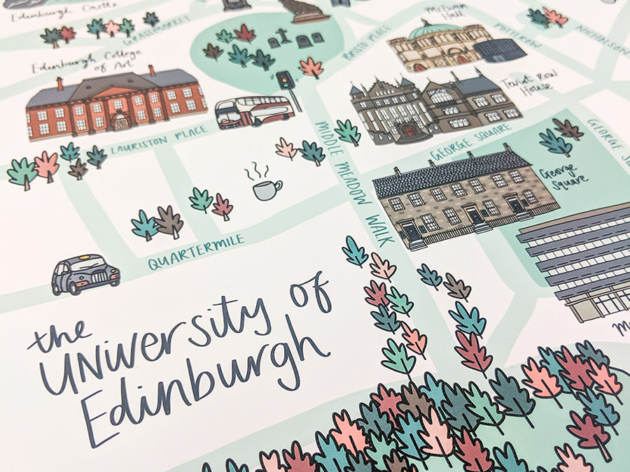 Victoria Rose Ball illustrated map of the University of Edinburgh