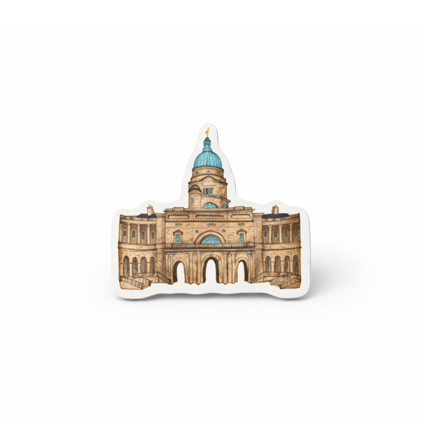 Wooden Buildings Pin Badge