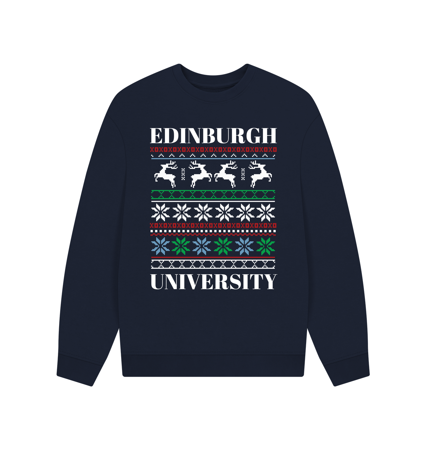 Navy Blue Printed Sweater Front