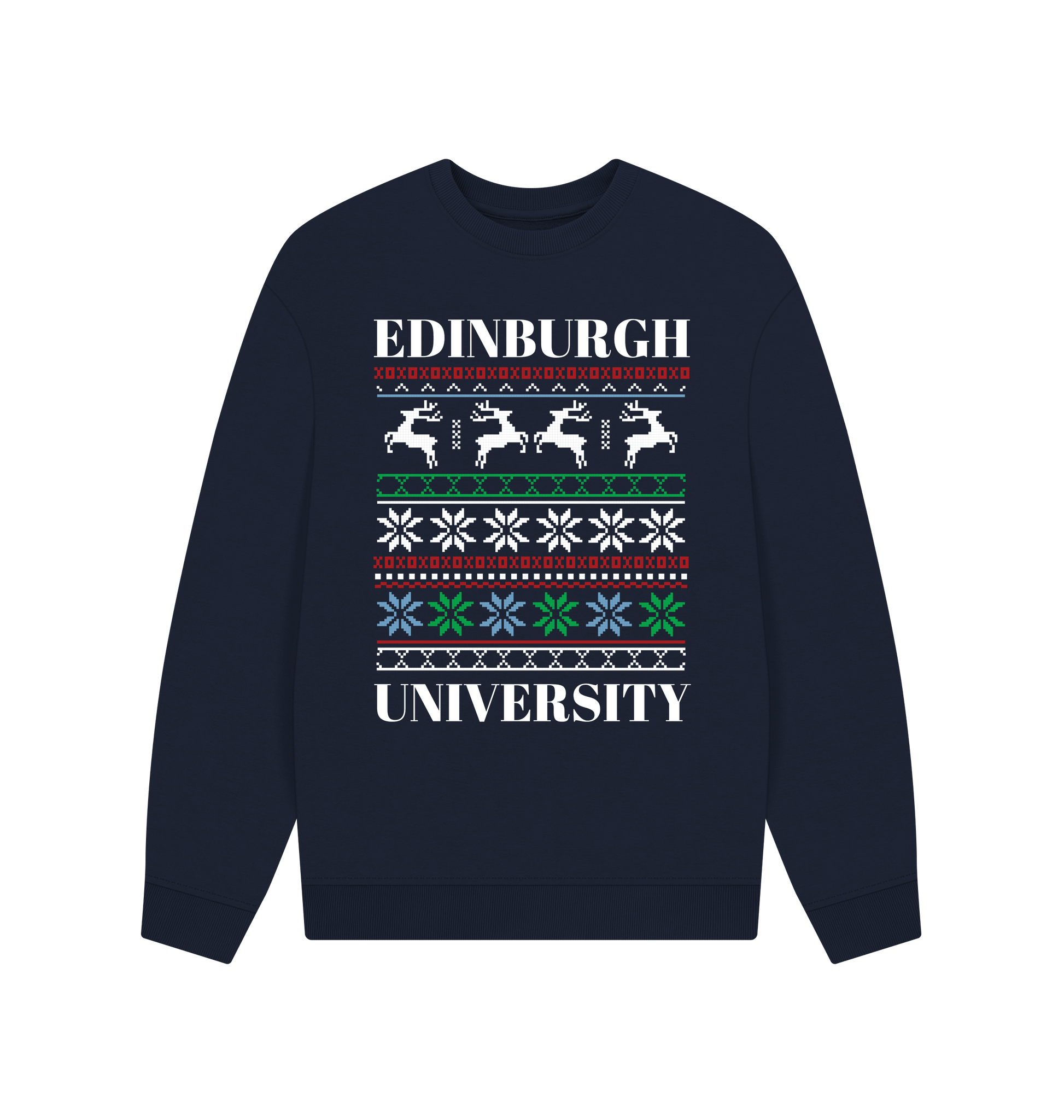 Navy Blue Printed Sweater Front