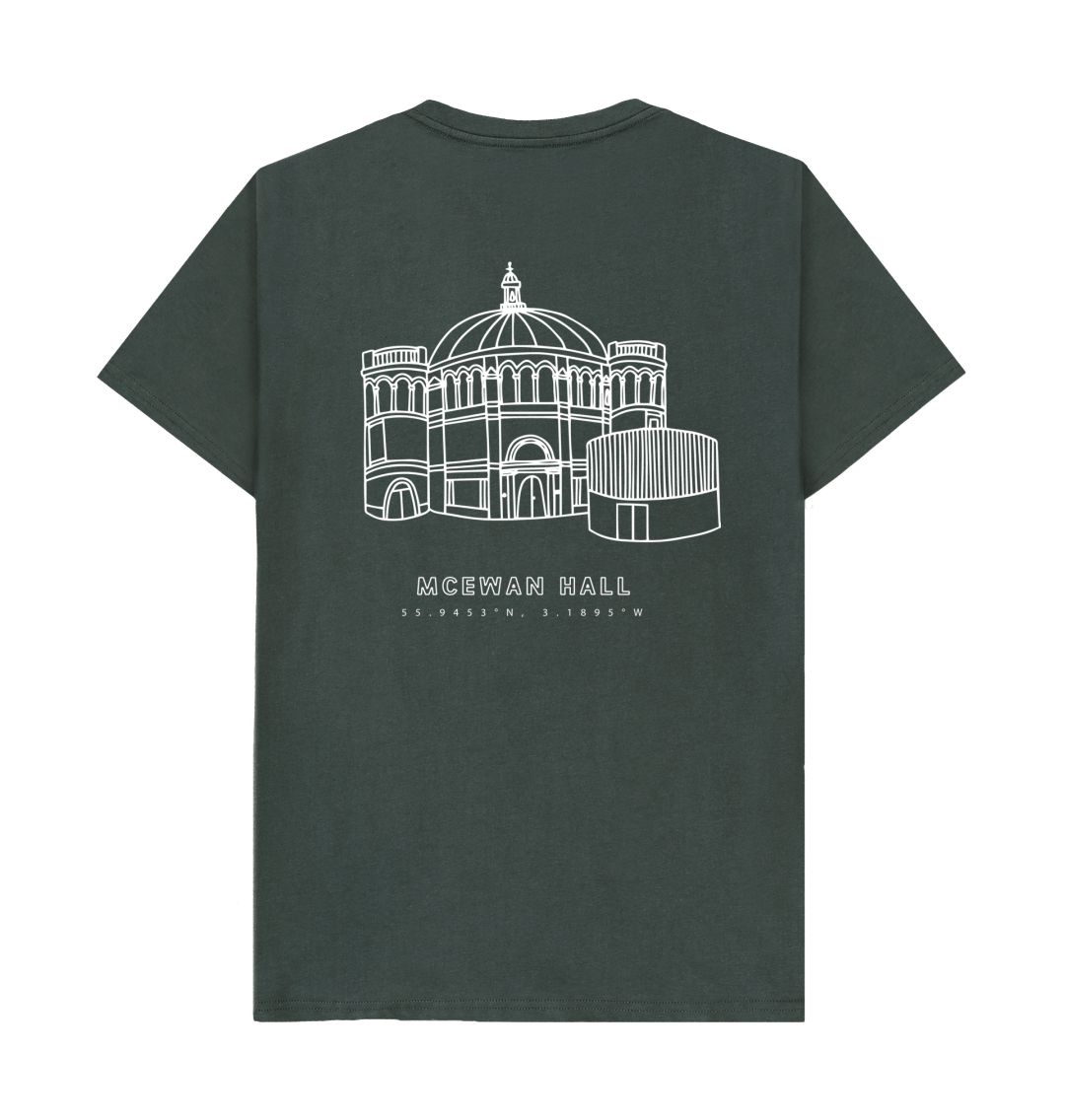 Back of Dark Grey McEwan Hall Coordinates Design T-Shirt