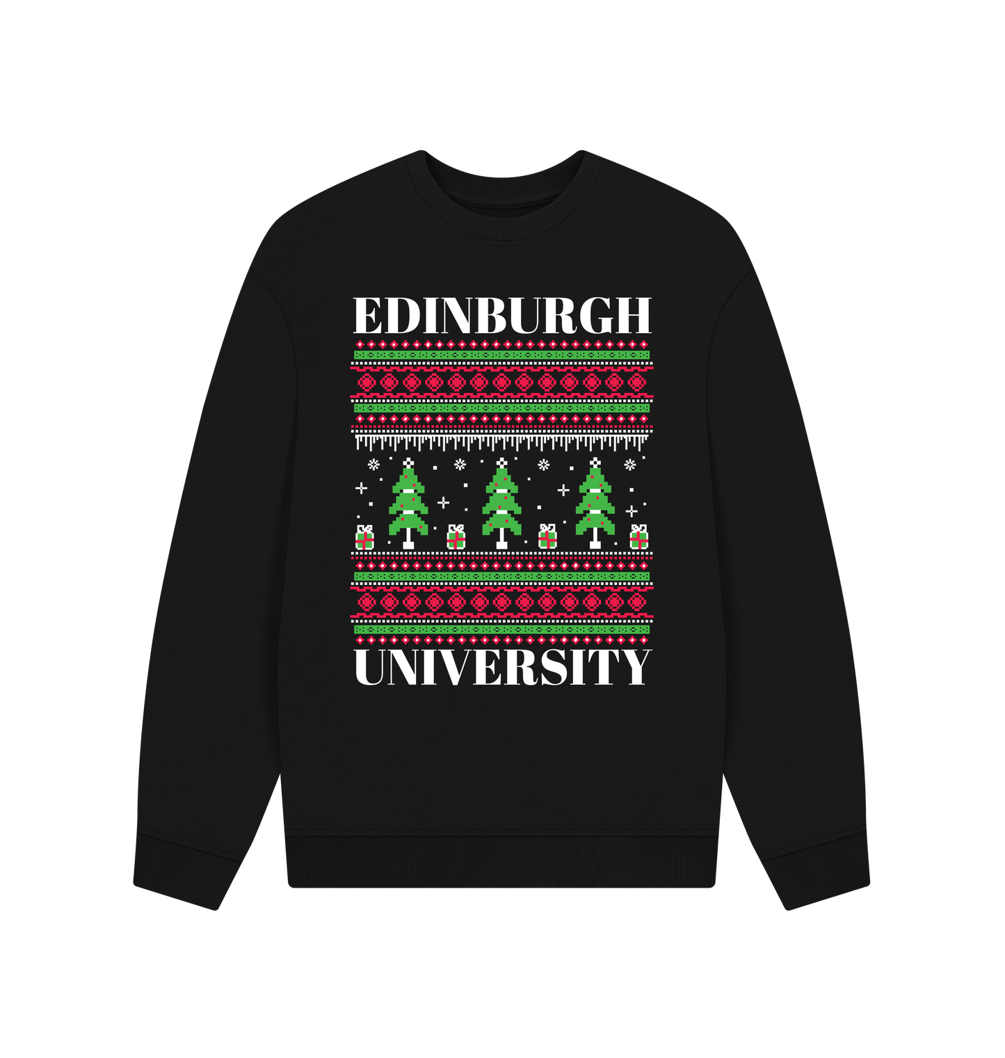 Black Printed Sweater Front