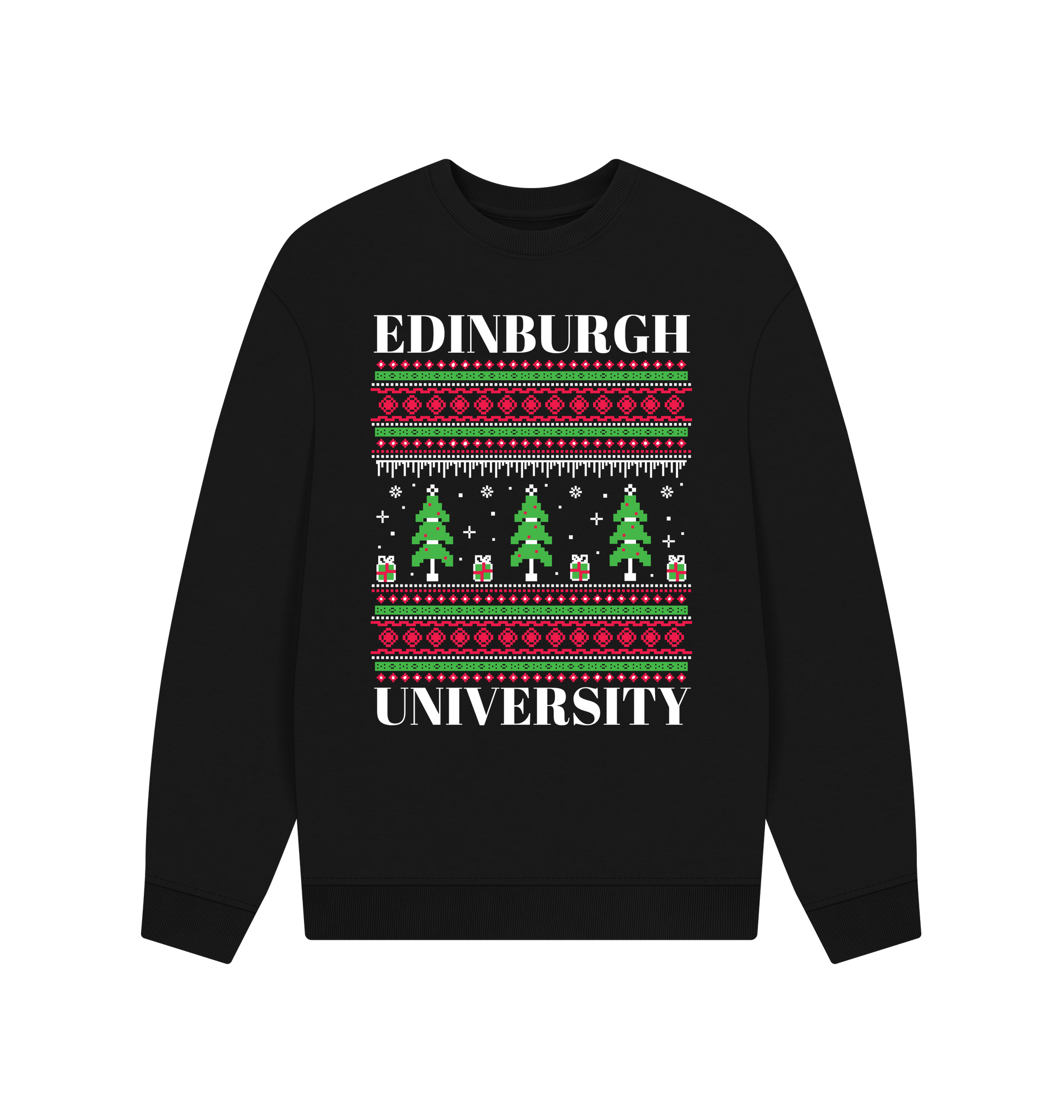 Black Printed Sweater Front