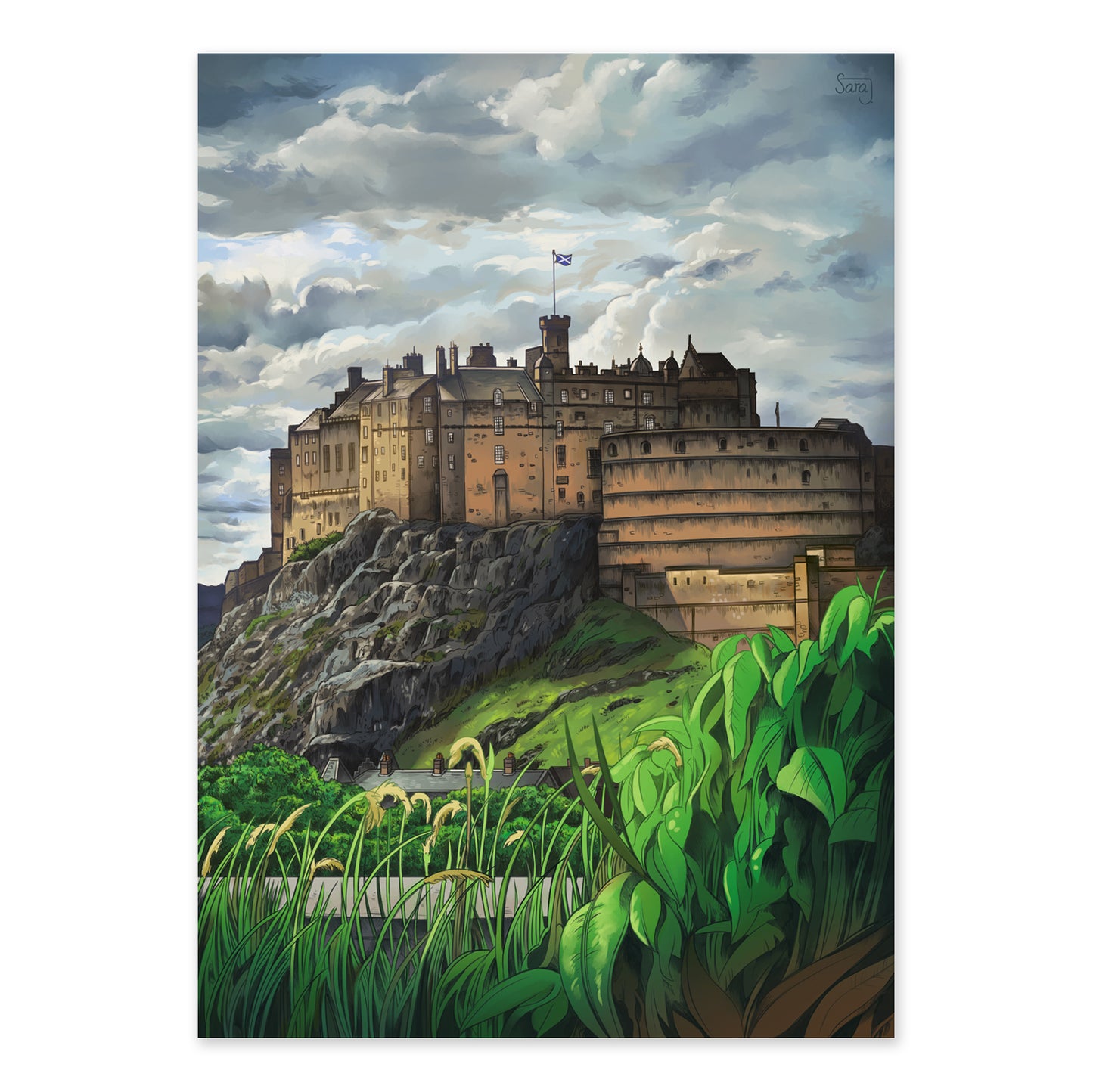 Art Print of Edinburgh Castle from South East point of view.
