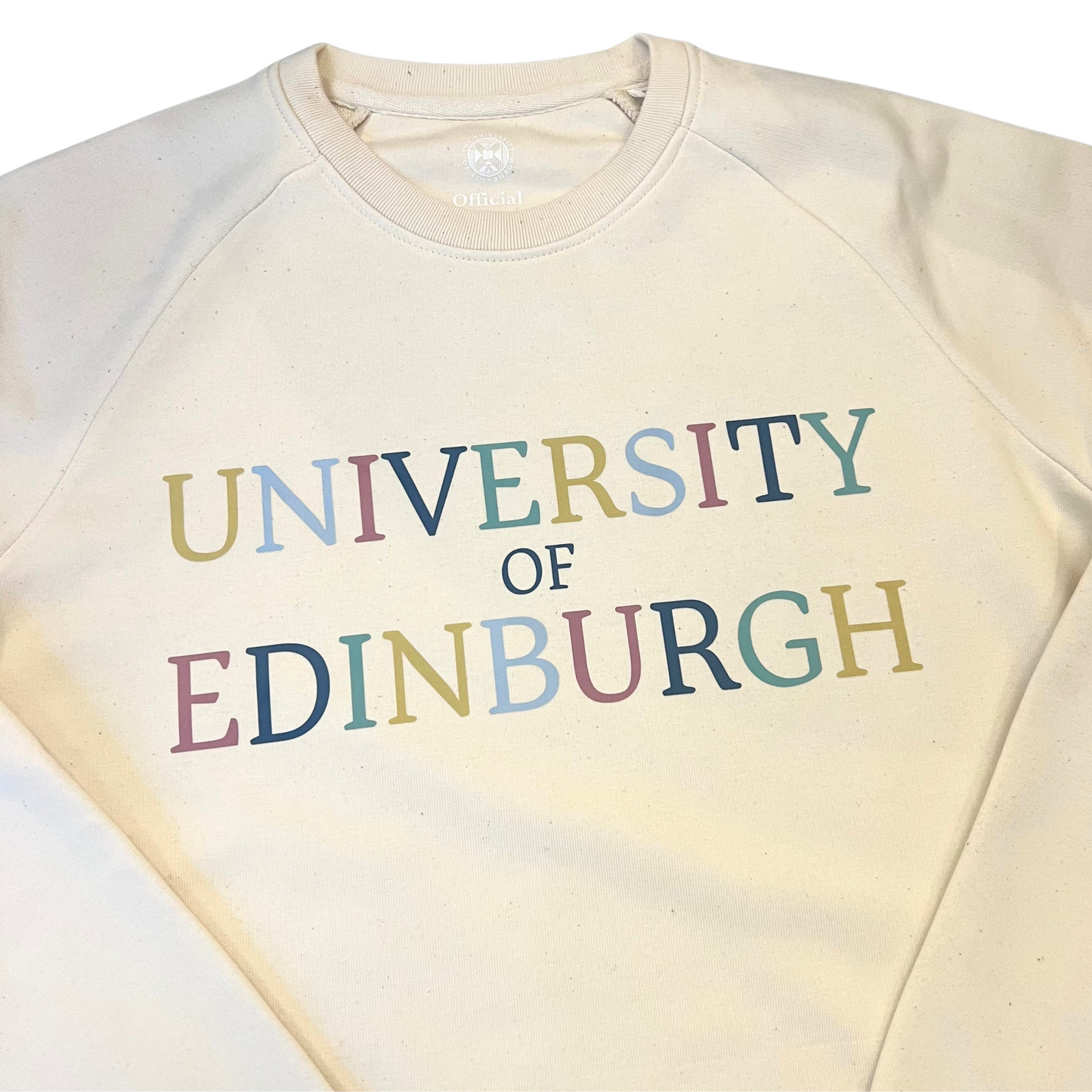 a close up of the colourful lettering spelling university of edinburgh