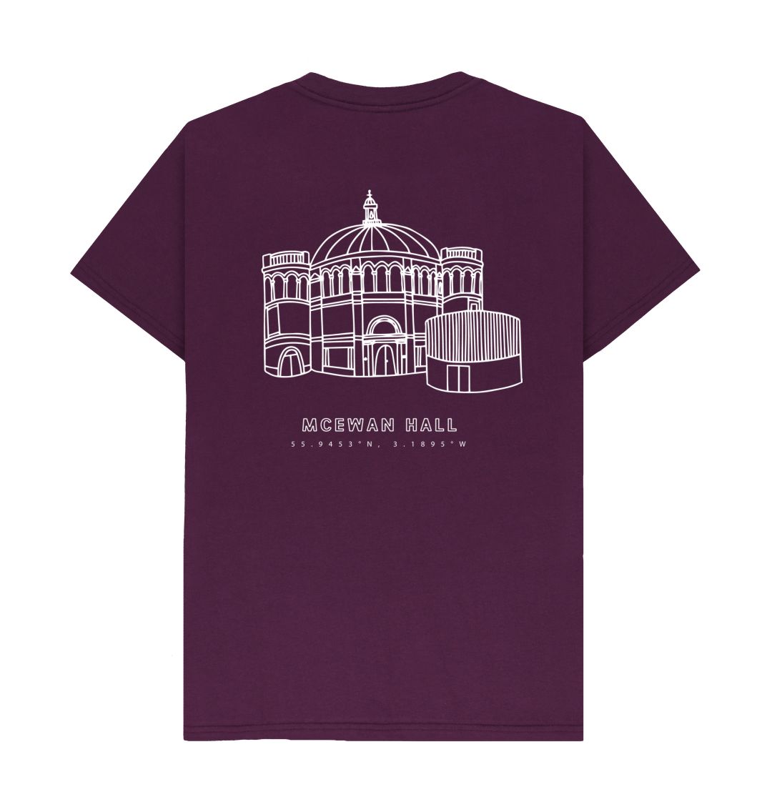 Back of Purple McEwan Hall Coordinates Design T-Shirt