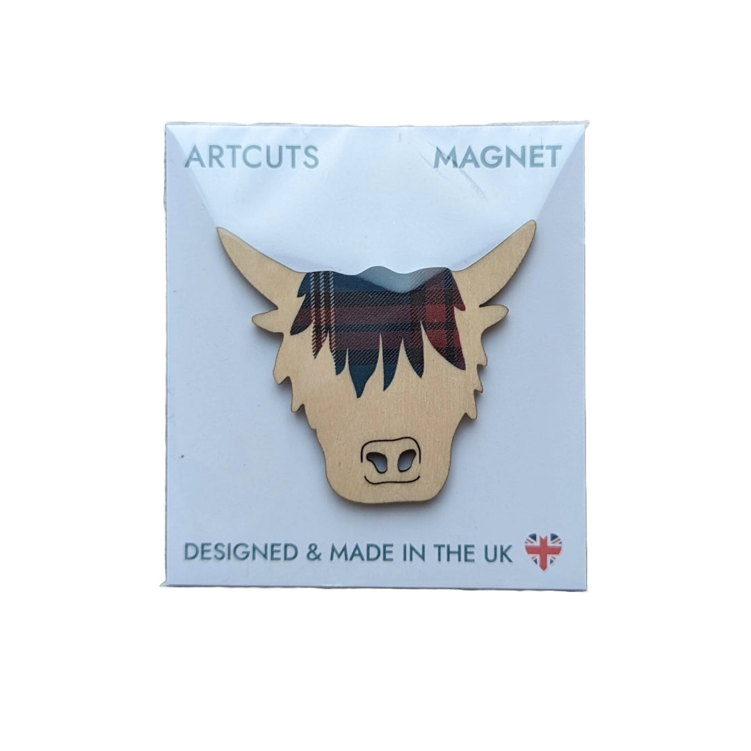Tartan Highland Cow Head Magnet