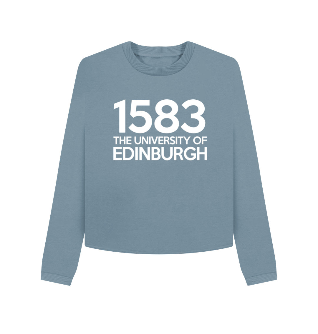 Stone Blue Printed Boxy Jumpers Front