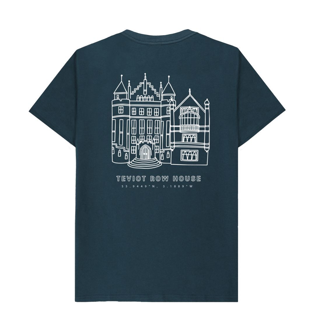 Back of Denim Blue Teviot Row House Coordinates Design T-Shirt