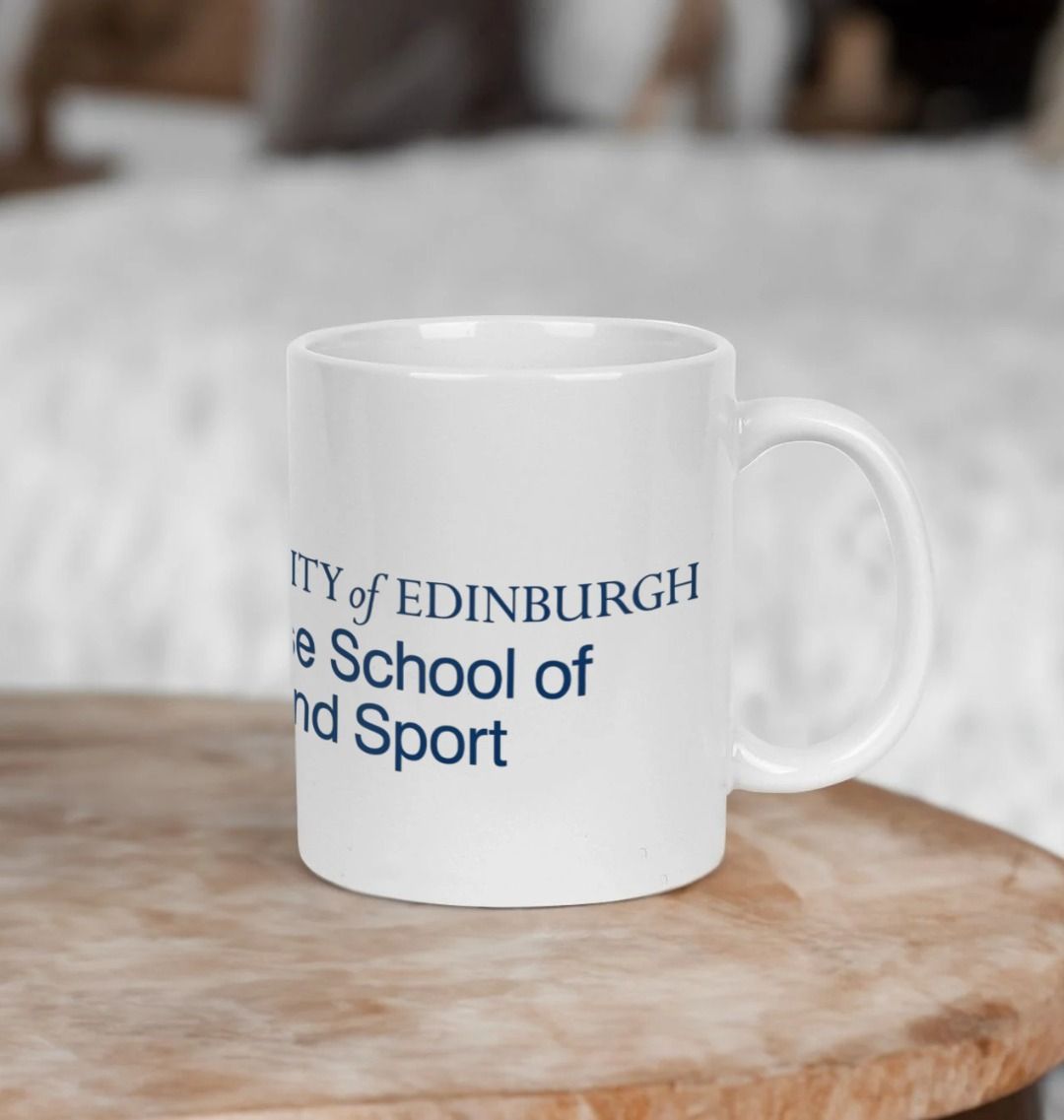 White Moray House School of Education and Sport Mug with multi-colour printed University crest and logo