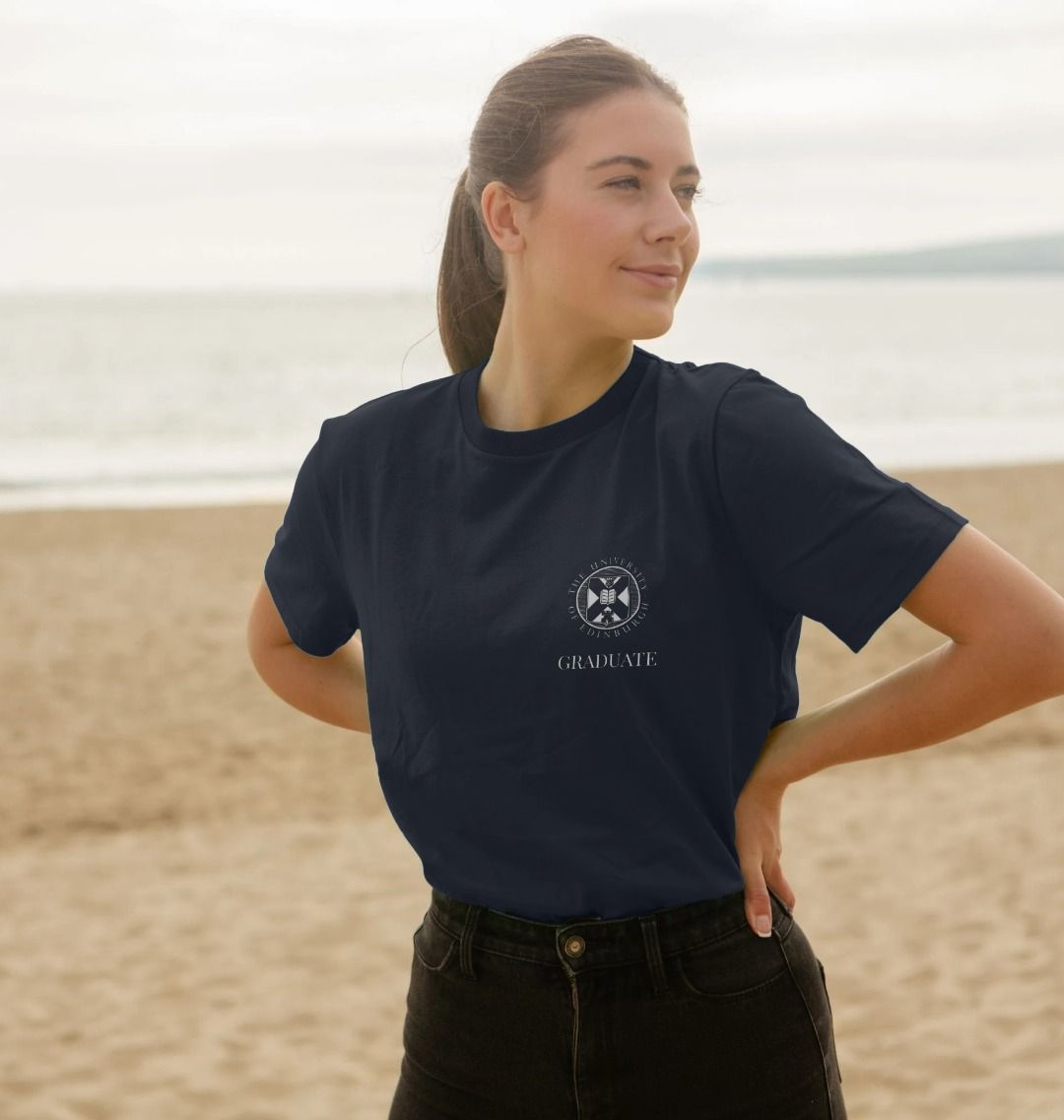 Model wears Navy Blue Business School 'Class Of' Graduate T-Shirt