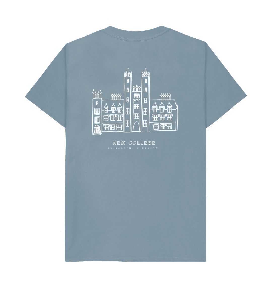 Back of Stone Blue New College Coordinates Design T-Shirt
