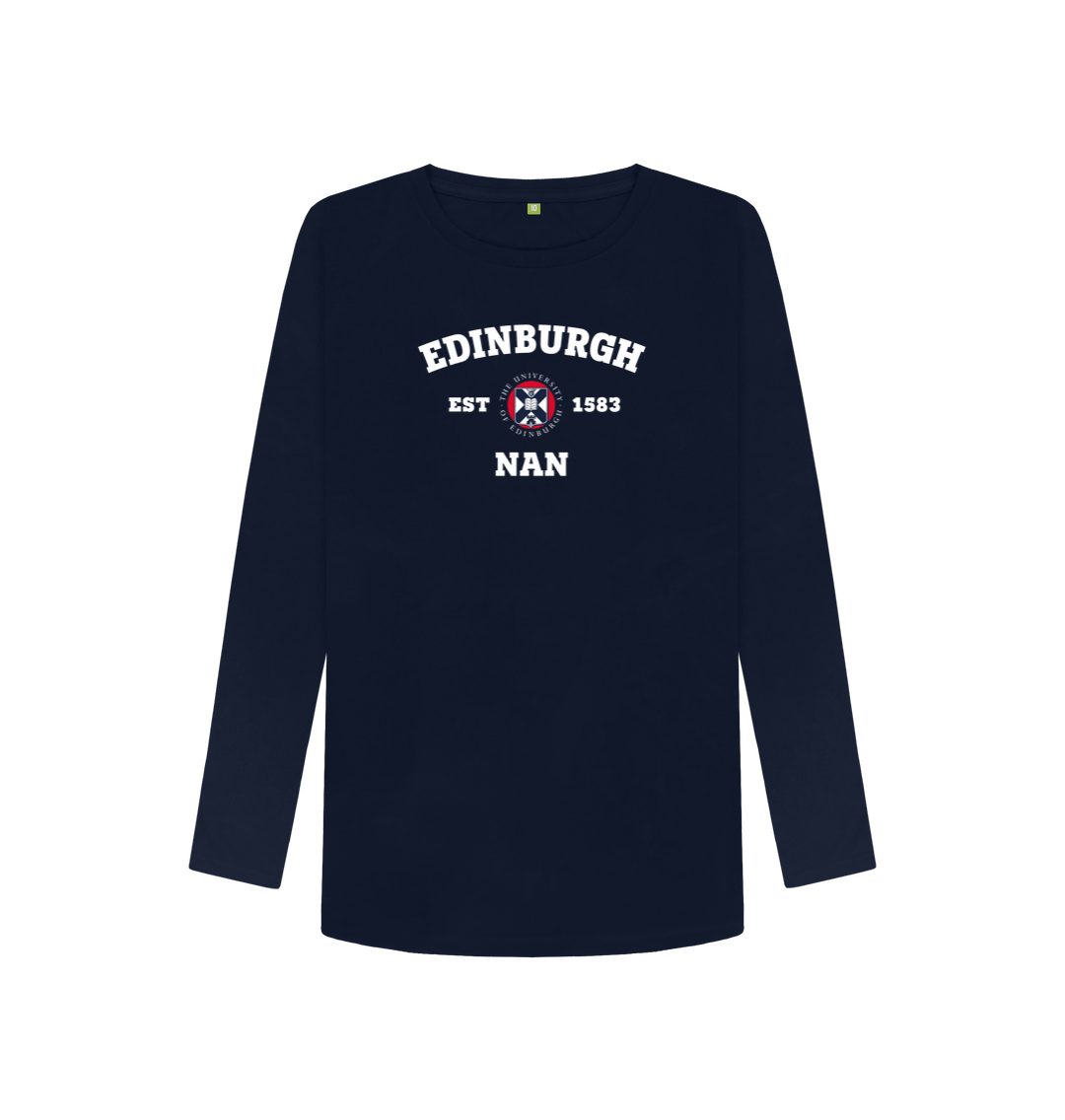 Navy Blue Printed Long Sleeve T Shirt Front