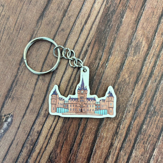 The Edinburgh Futures Institute wooden keyring.
