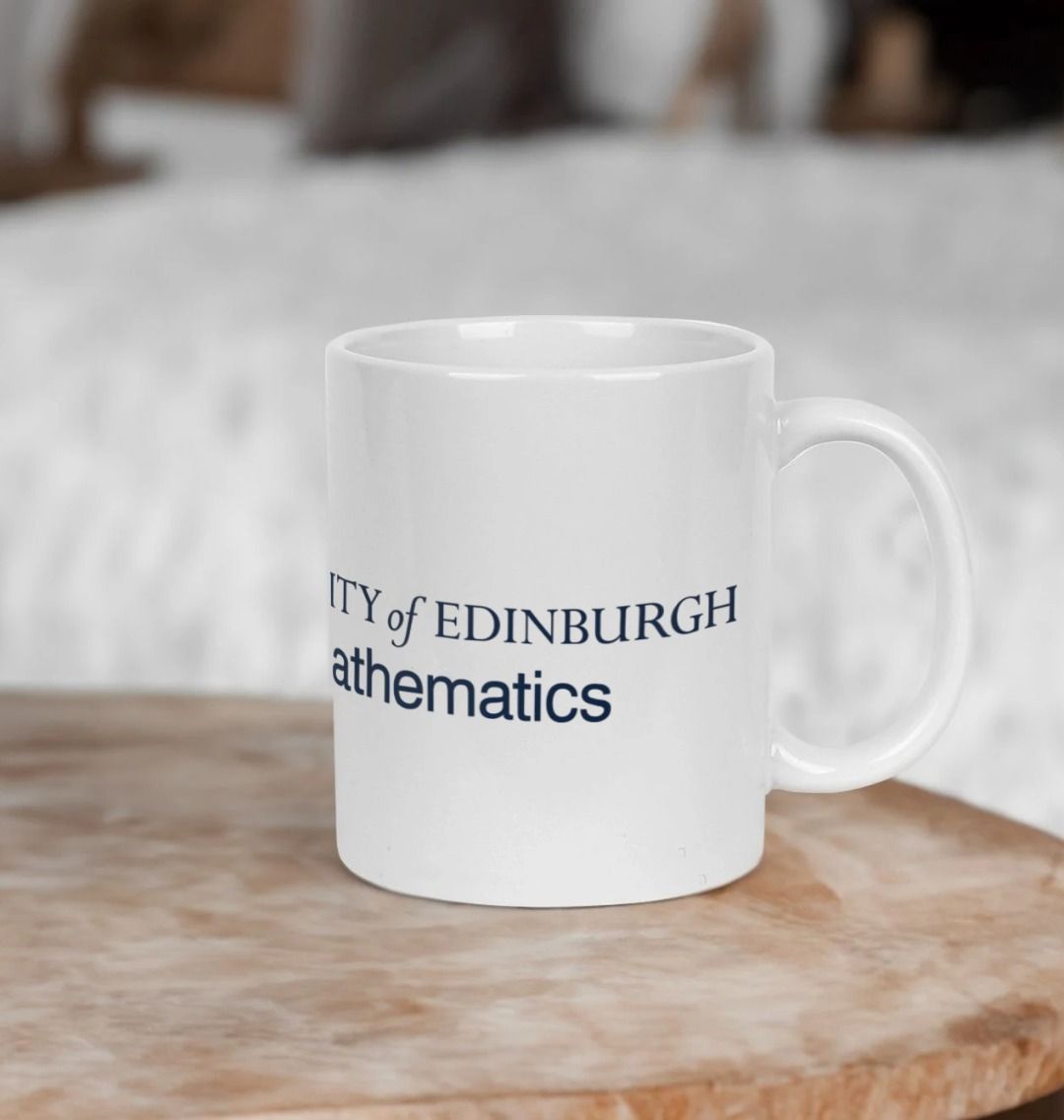 White School of Mathematics with multi-colour printed University crest and logo