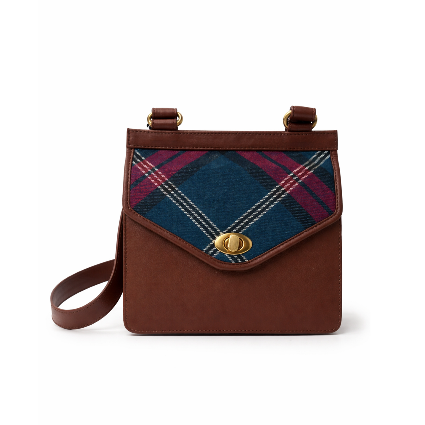 Tartan and Leather Crossbody Bag