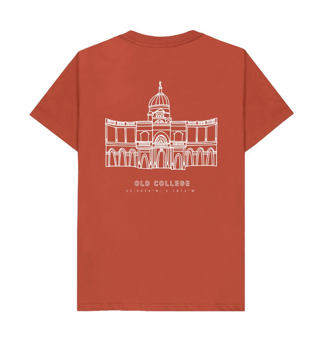 Back of Rust Old College Coordinates Design T-Shirt