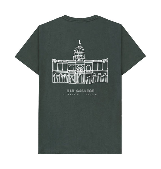 Back of Dark Grey Old College Coordinates Design T-Shirt