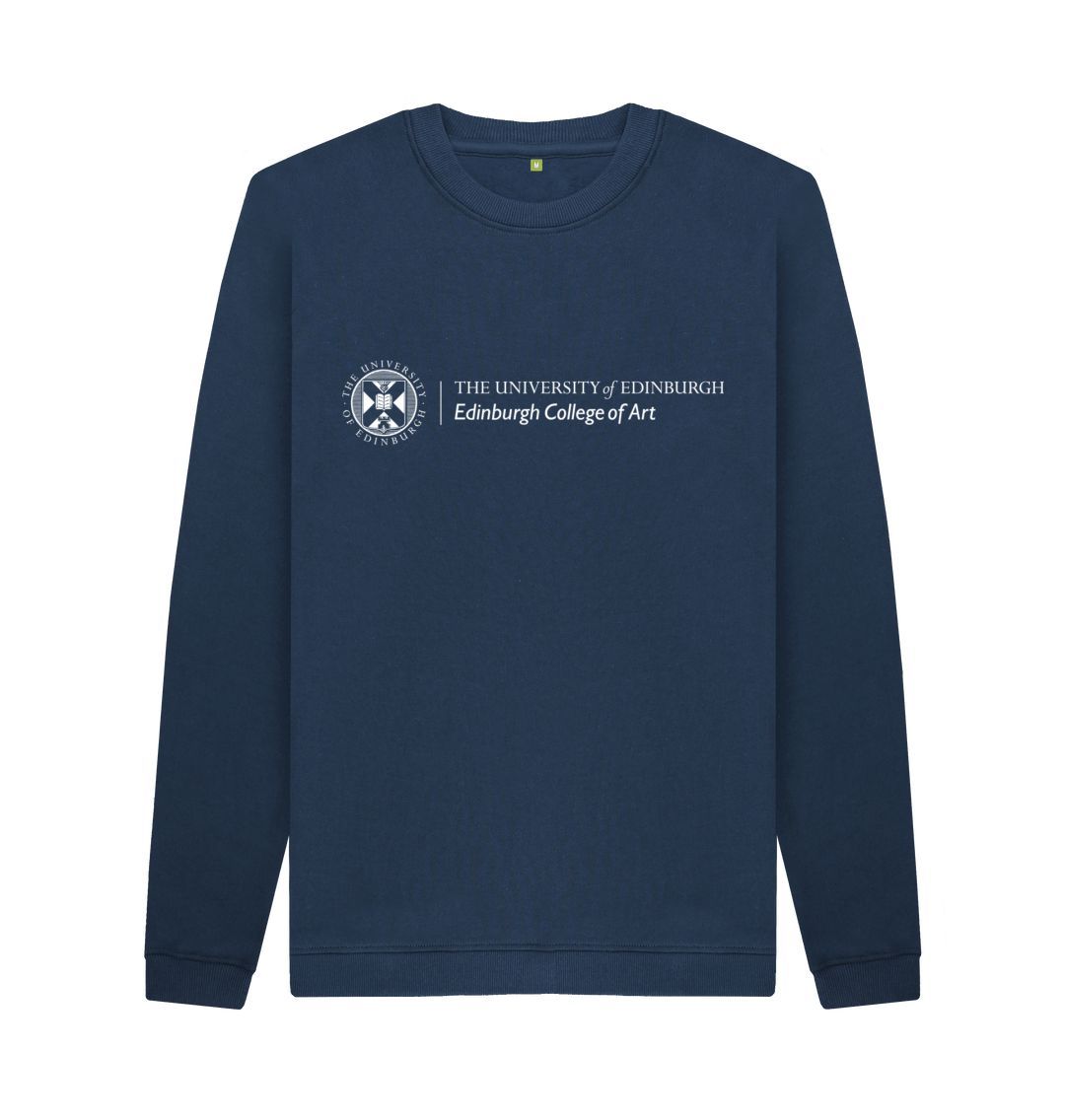 Navy Sweatshirt with white University crest and text that reads ' University of Edinburgh : Edinburgh College of Art '