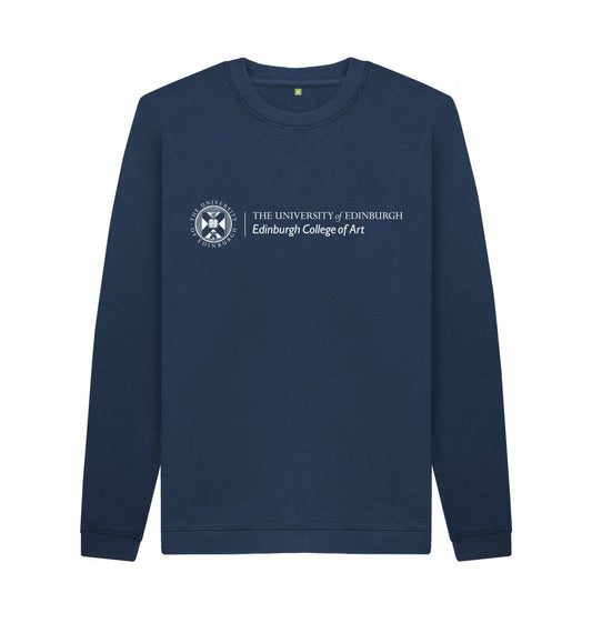 Navy Sweatshirt with white University crest and text that reads ' University of Edinburgh : Edinburgh College of Art '