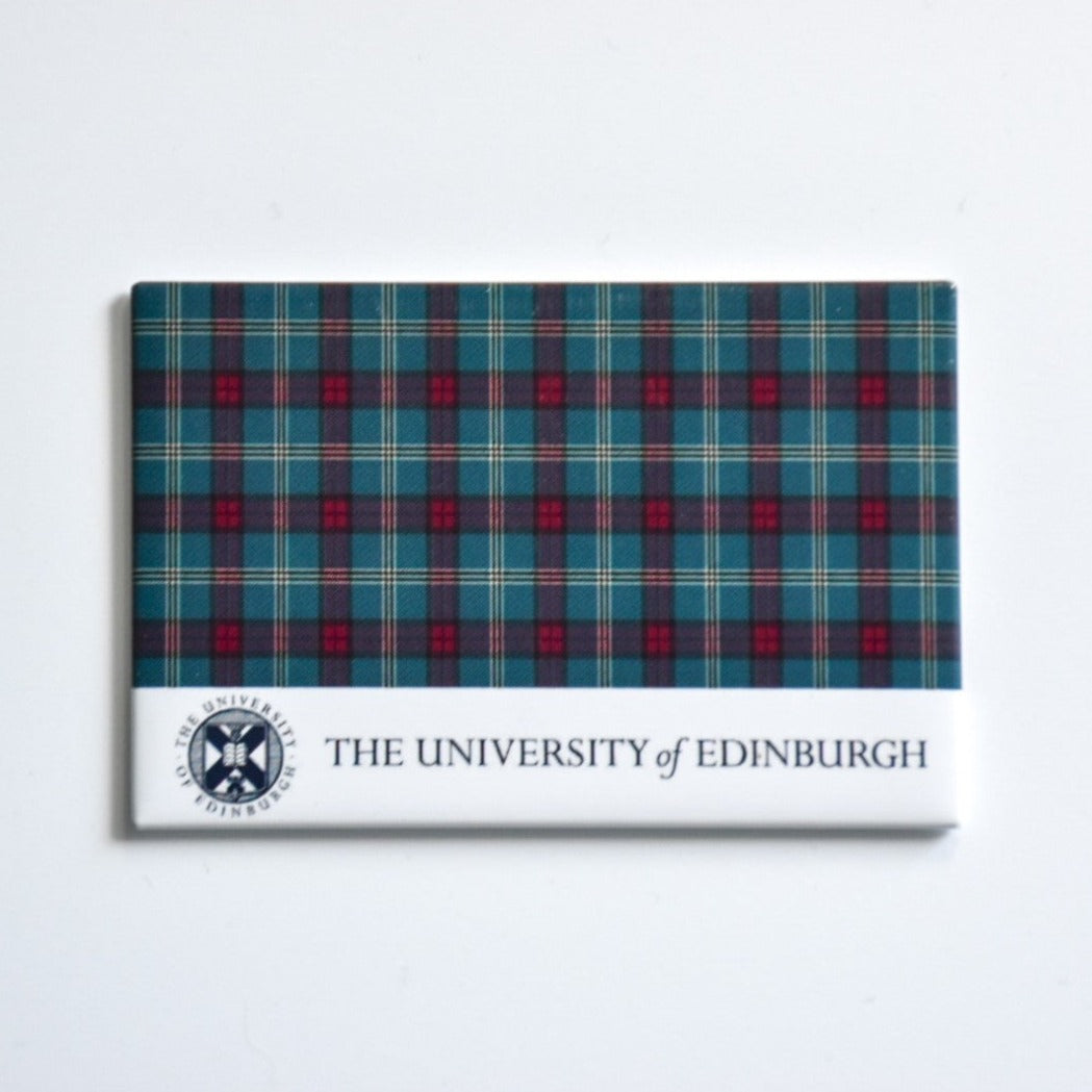  Rectangular magnet with a tartan design and The University of Edinburgh's crest