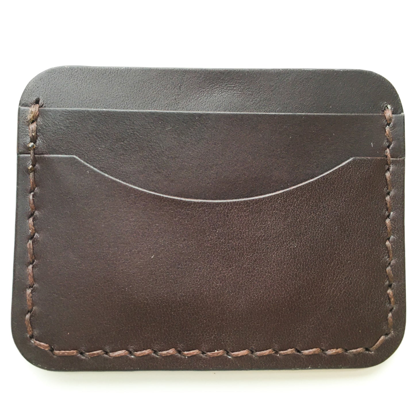 Close up of the reverse of our brown Leather Card Holder. 