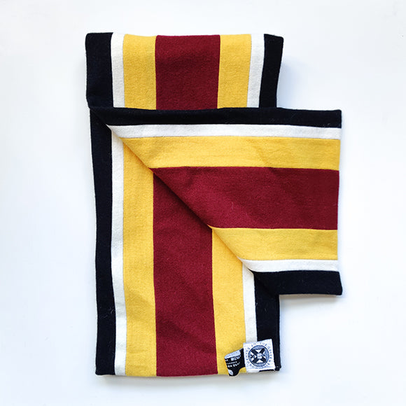 BVM&S scarf in black, white, yellow and red