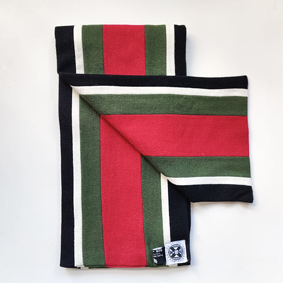 BMedSci scarf in black, white, green and red
