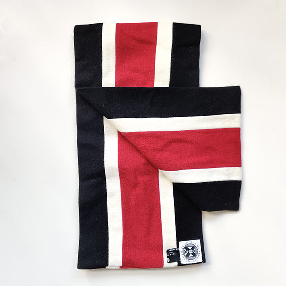 MBChB scarf in black, white and crimson