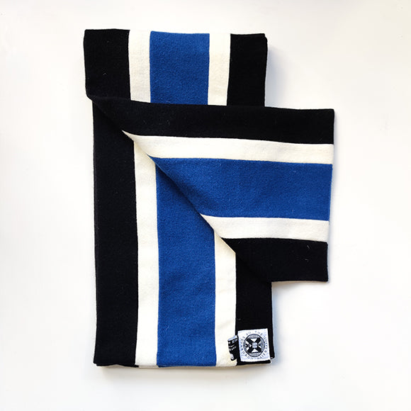LLB scarf in black blue and white