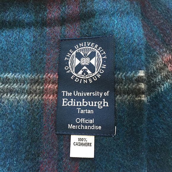 Tartan Cashmere Scarf Tag Close Up