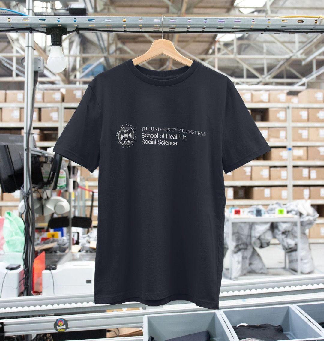 Our School of Health in Social Science T-Shirt being printed by our print on demand partner, teemill.