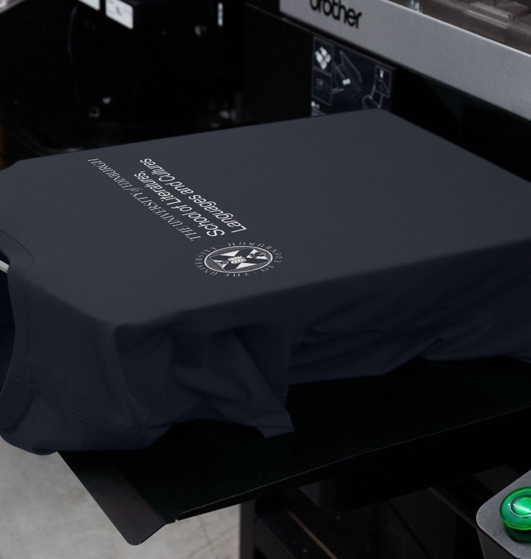 Our School of Literatures, Languages and Cultures T Shirt being printed by our print on demand partner, teemill.