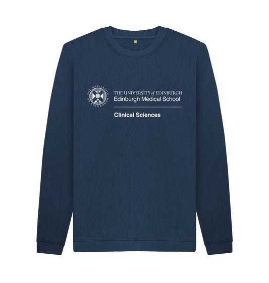 Navy sweatshirt with white University crest and text that reads ' University of Edinburgh : Edinburgh Medical School - Clinical Sciences