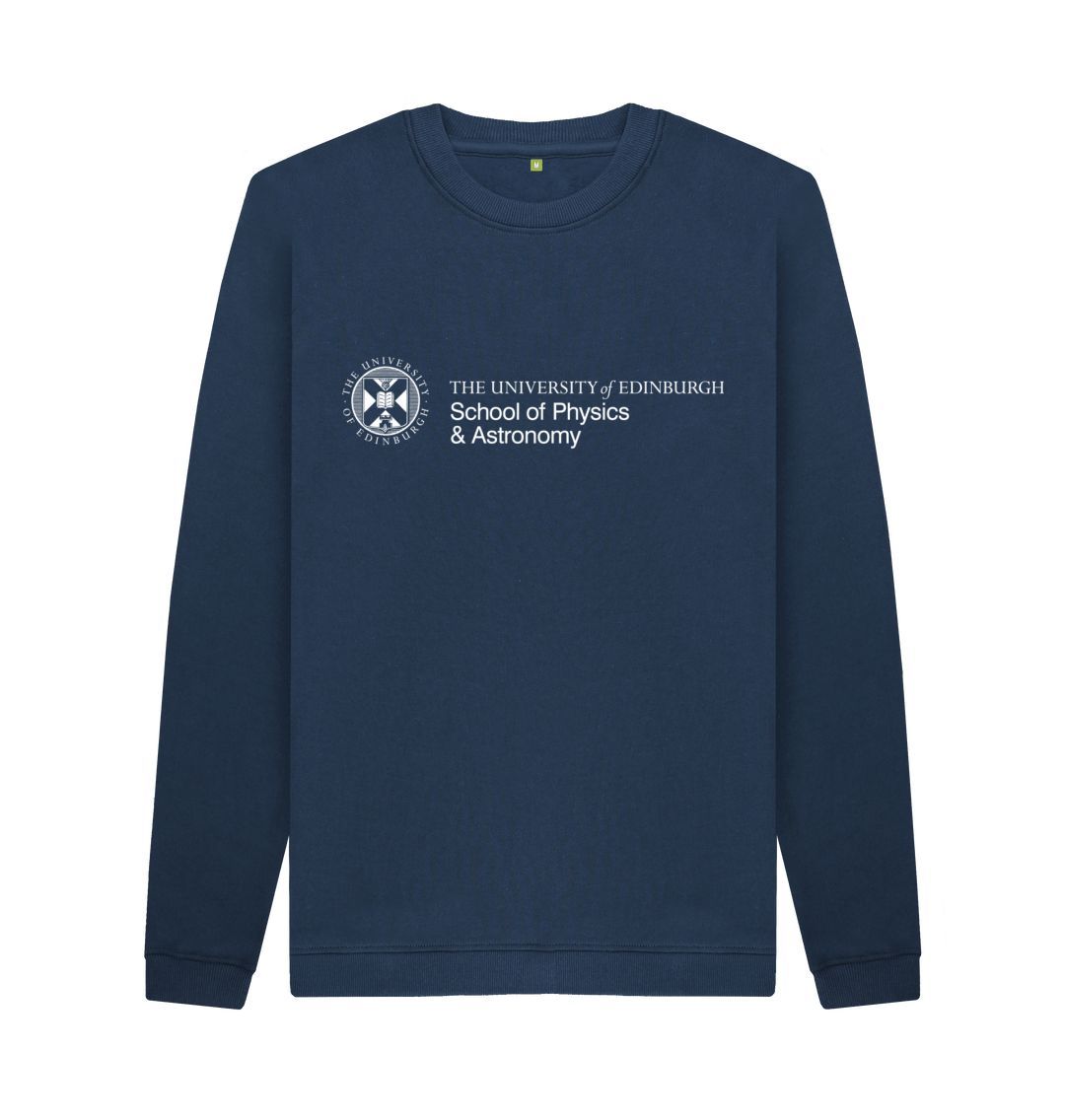 Navy sweatshirt with white University crest and text that reads ' University of Edinburgh School of Physics and Astronomy